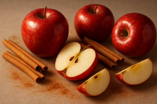 gray background apple cinnamon