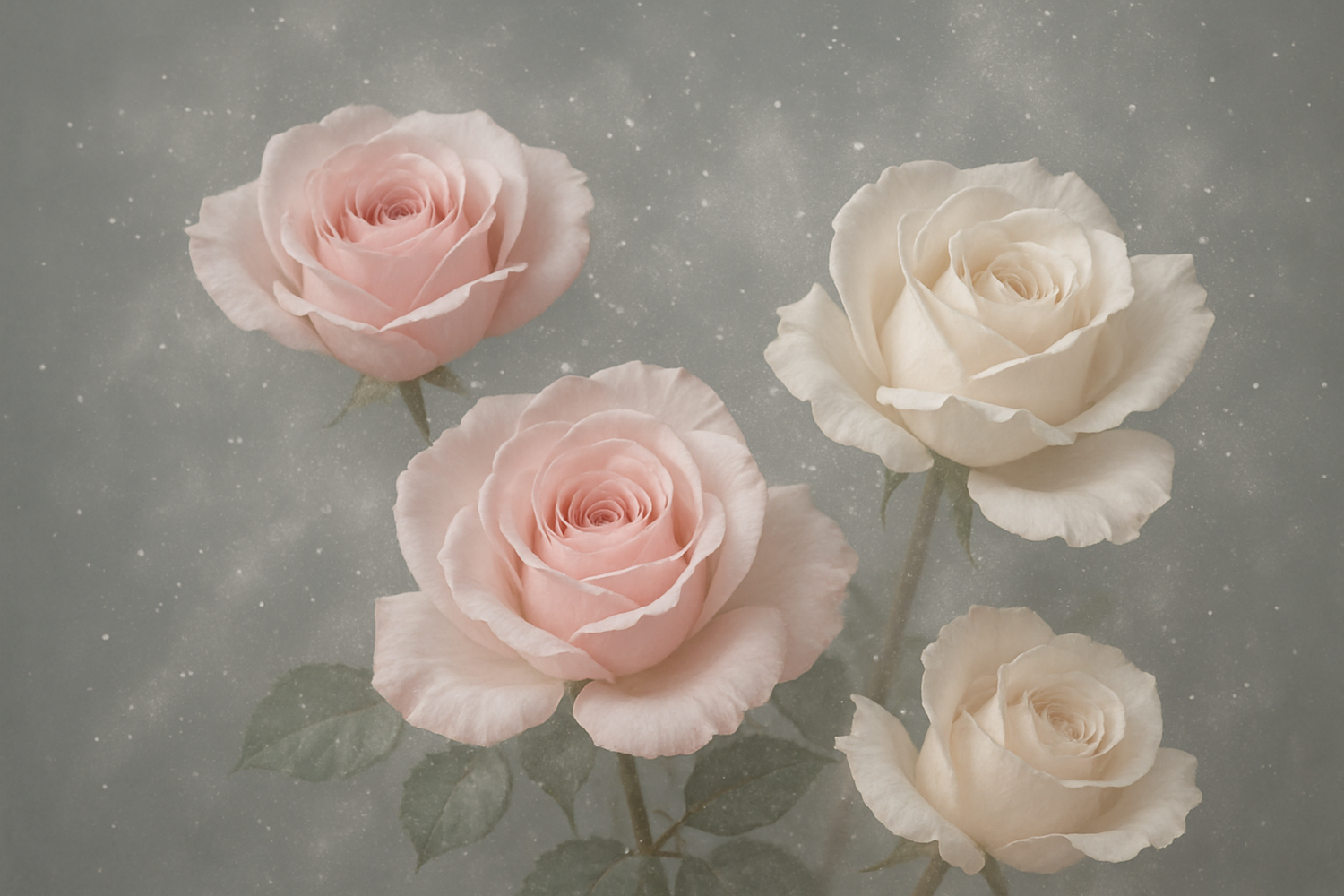 gray background roses and powder 